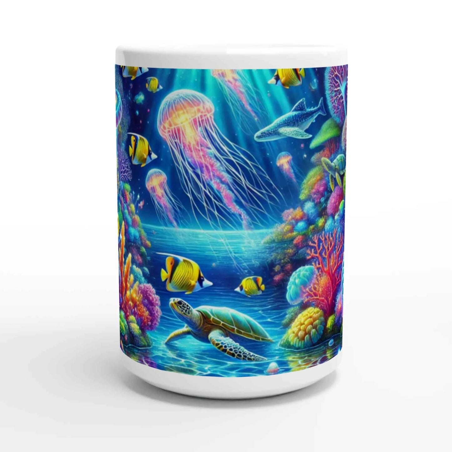 Taza de cerámica blanca - Fondo de mar