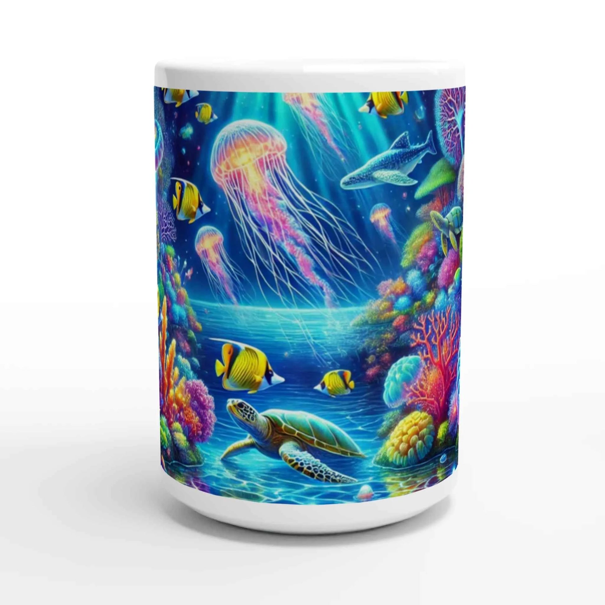 Taza de cerámica blanca - Fondo de mar