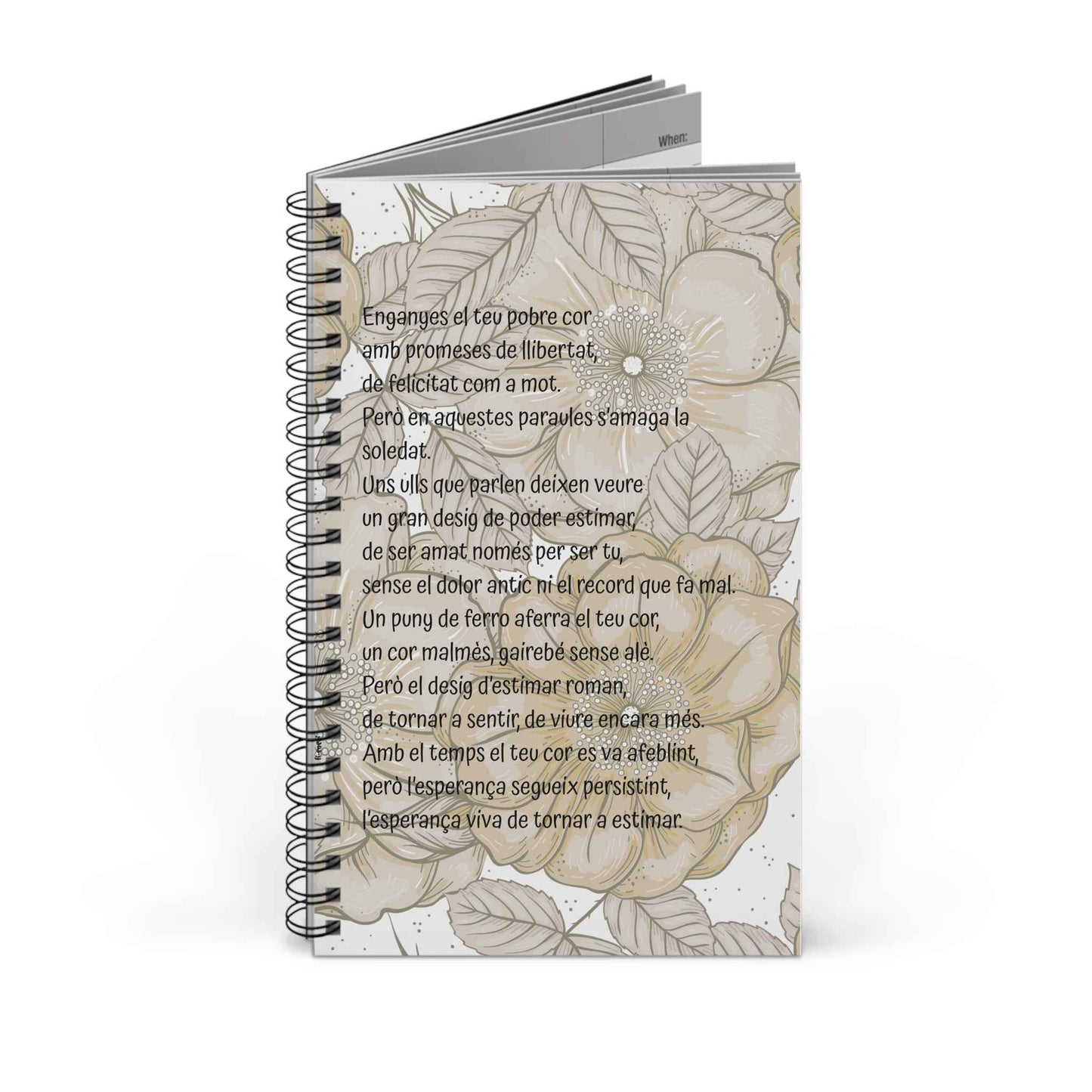 Libreta espiral - Poema de Amor y Esperanza - Poesía Intensa - Catala