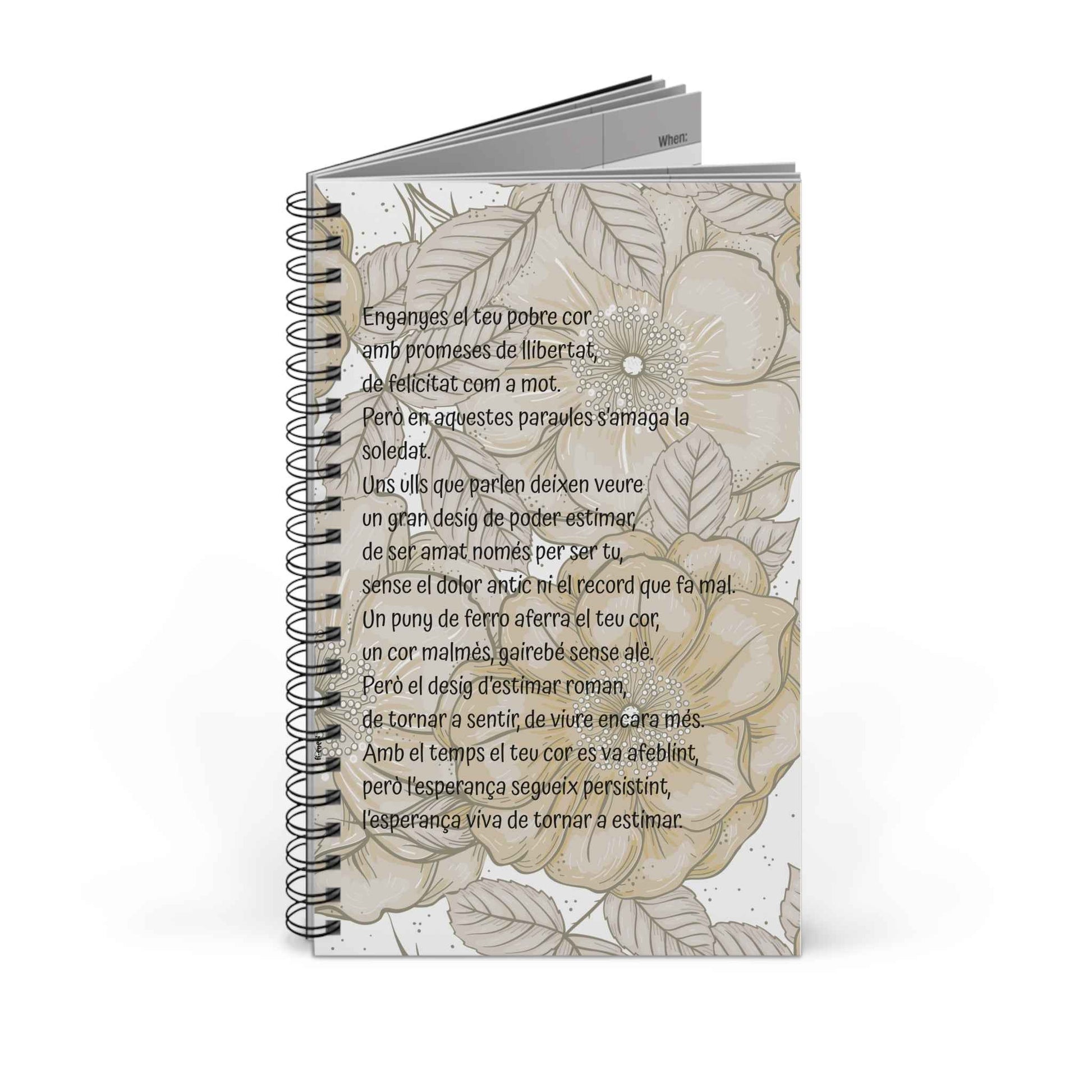 Libreta espiral - Poema de Amor y Esperanza - Poesía Intensa - Catala