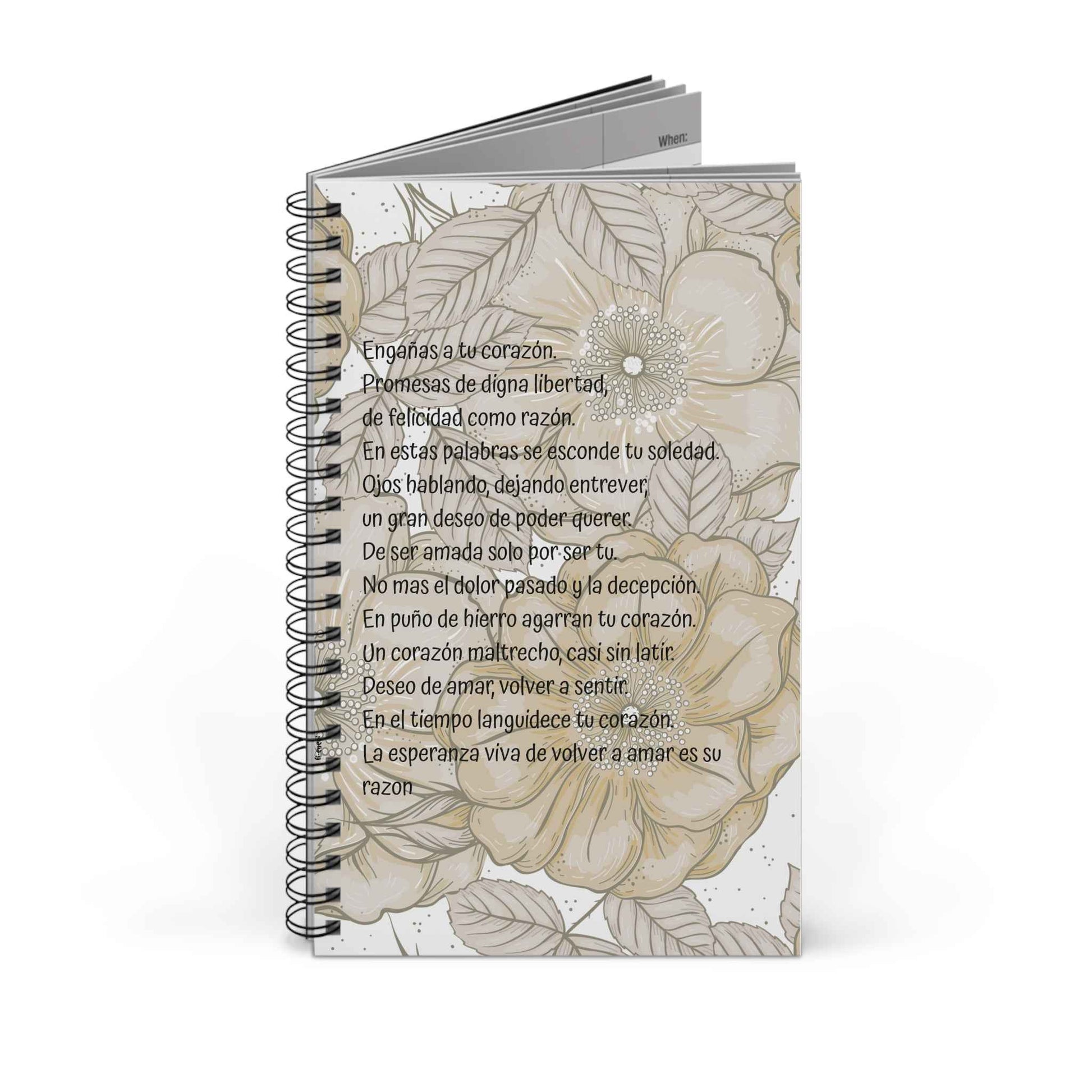 Libreta espiral  - Poema de Amor y Esperanza - Poesía Intensa - Spanish