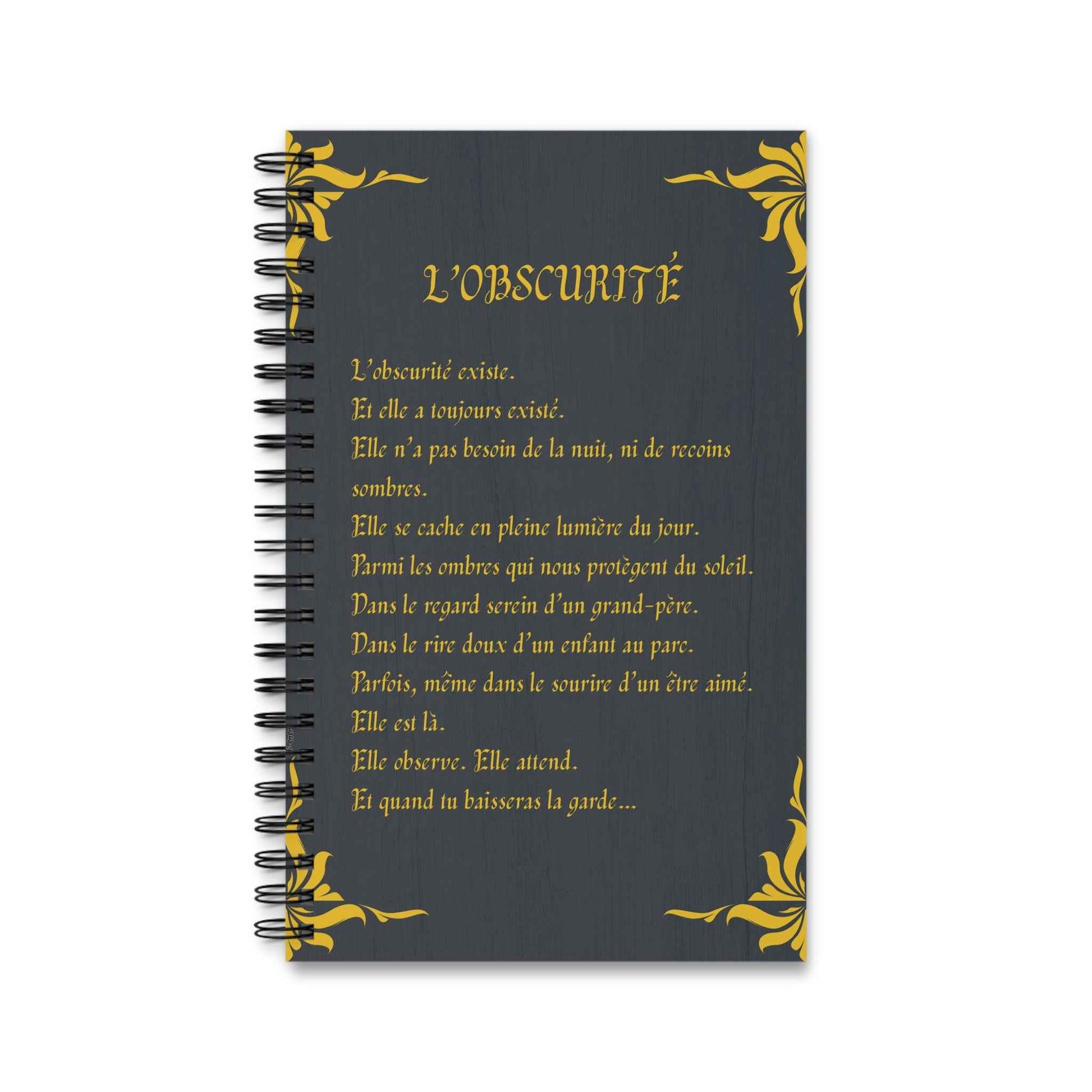 Libreta espiral  - The Darkness - Poesía Intensa - French
