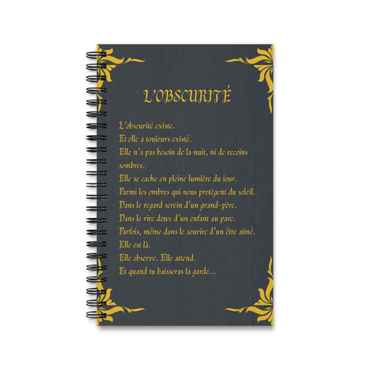 Libreta espiral  - The Darkness - Poesía Intensa - French