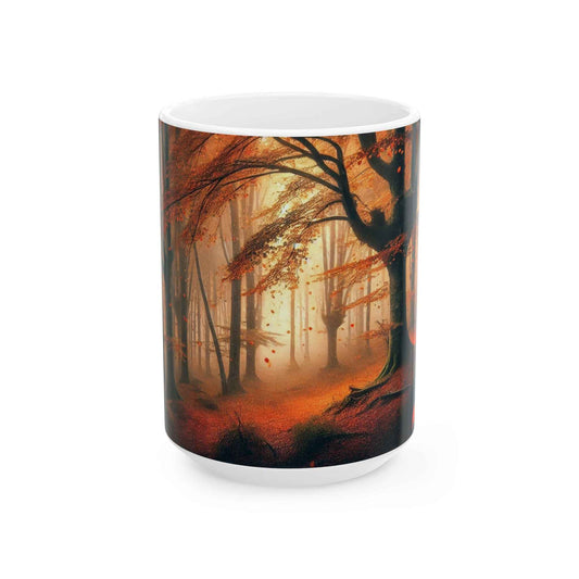 Espectacular bosque otoñal, en una taza ideal para los amantes de la naturaleza.