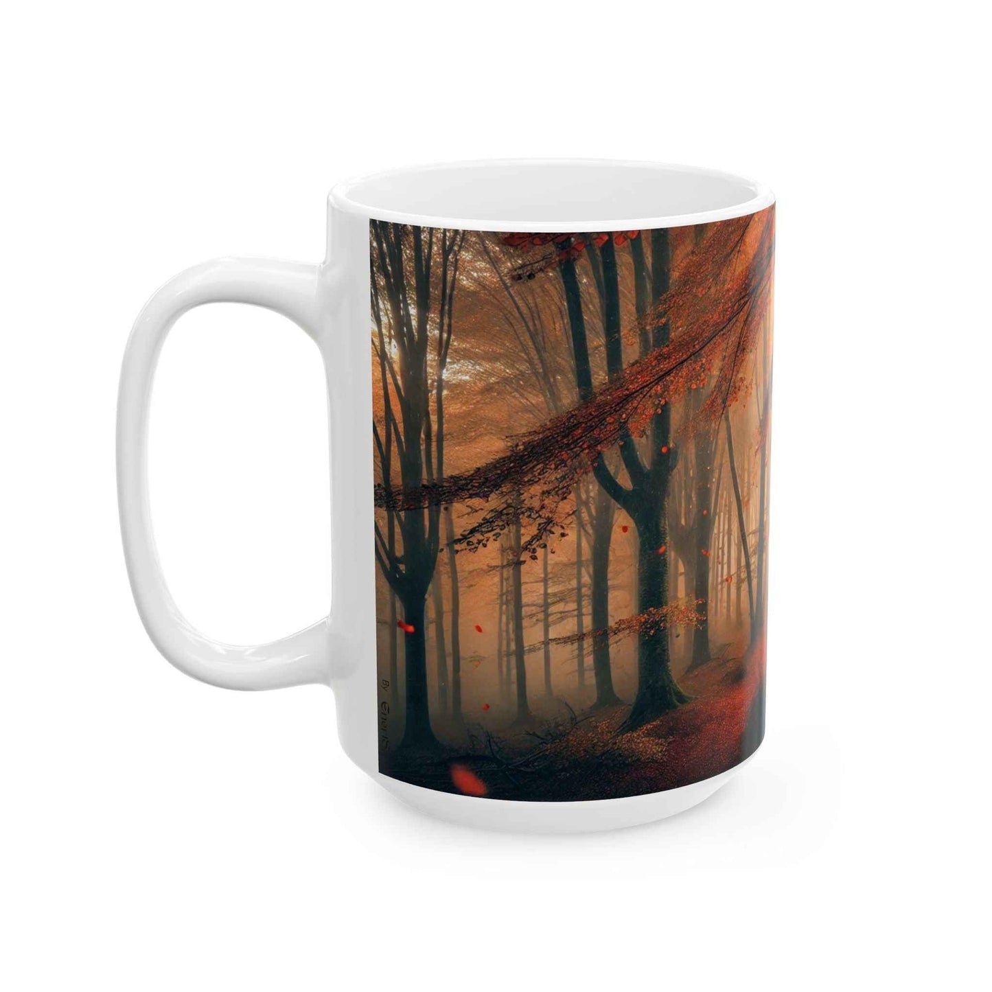 Espectacular bosque otoñal, en una taza ideal para los amantes de la naturaleza.
