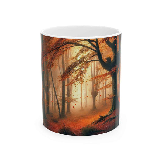 Espectacular bosque otoñal, en una taza ideal para los amantes de la naturaleza.