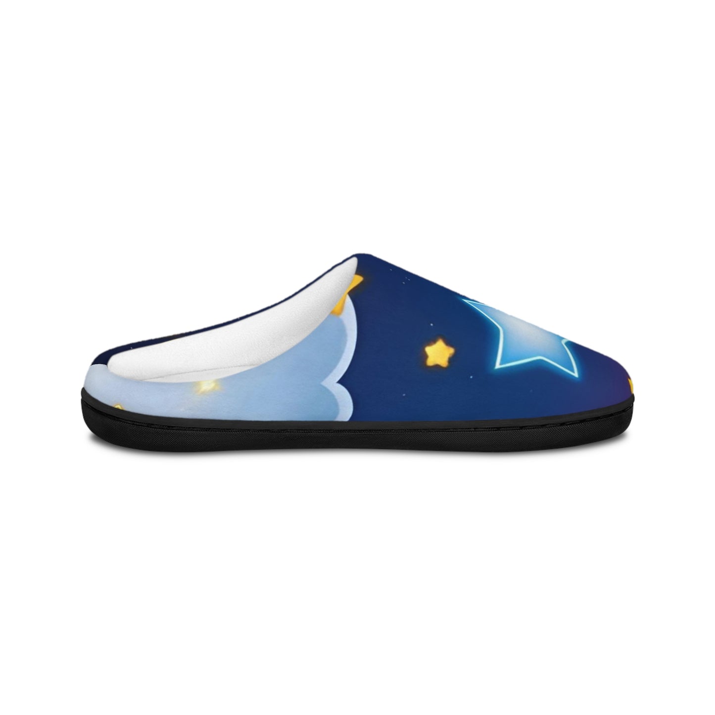 Zapatillas de interior para mujer Noche Estrellada - Luna acogedora y estrellas neón