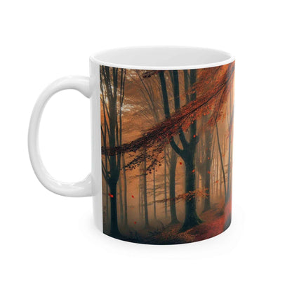 Espectacular bosque otoñal, en una taza ideal para los amantes de la naturaleza.