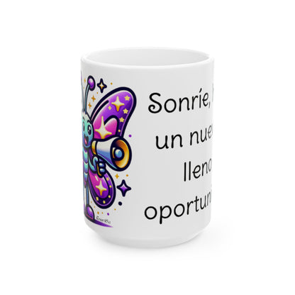 Taza Cerámica Blanca - Ilumina tus días - Alegre - Inspiradora - Spanish