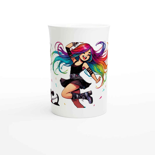 Baila cada mañana con esta Taza esbelta de porcelana blanca 10 oz