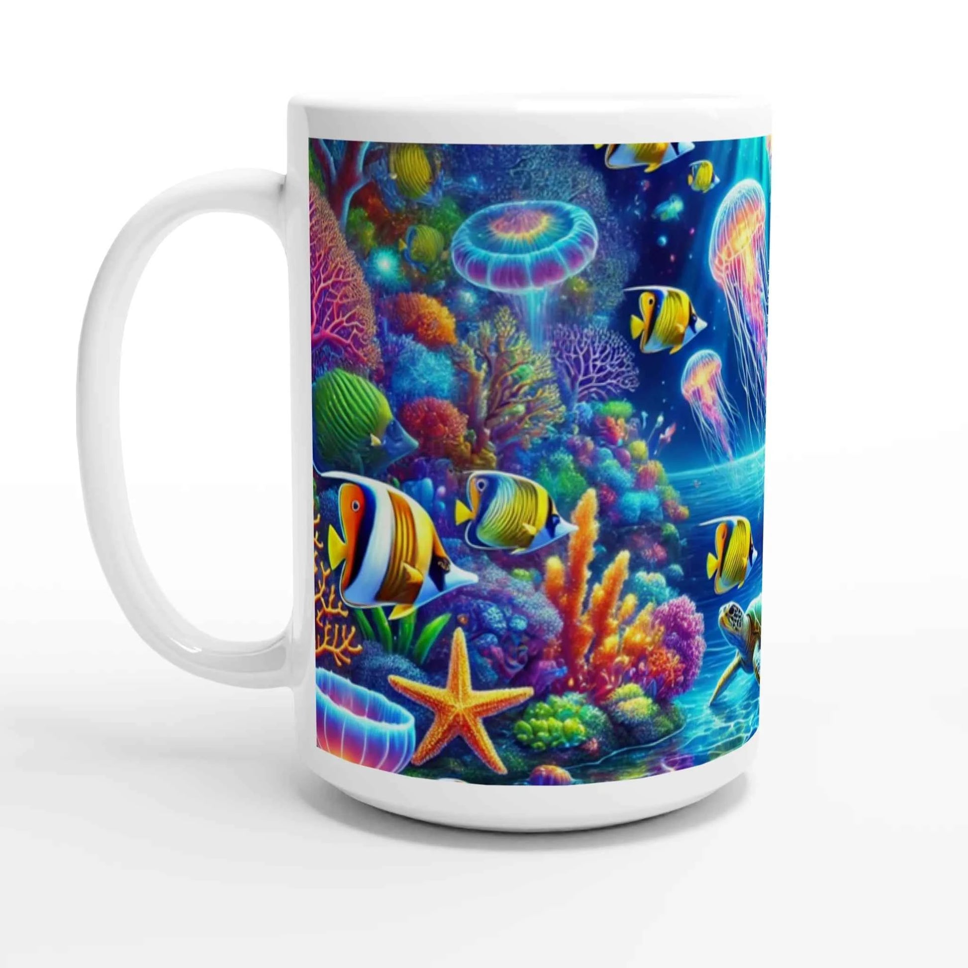 Taza de cerámica blanca - Fondo de mar