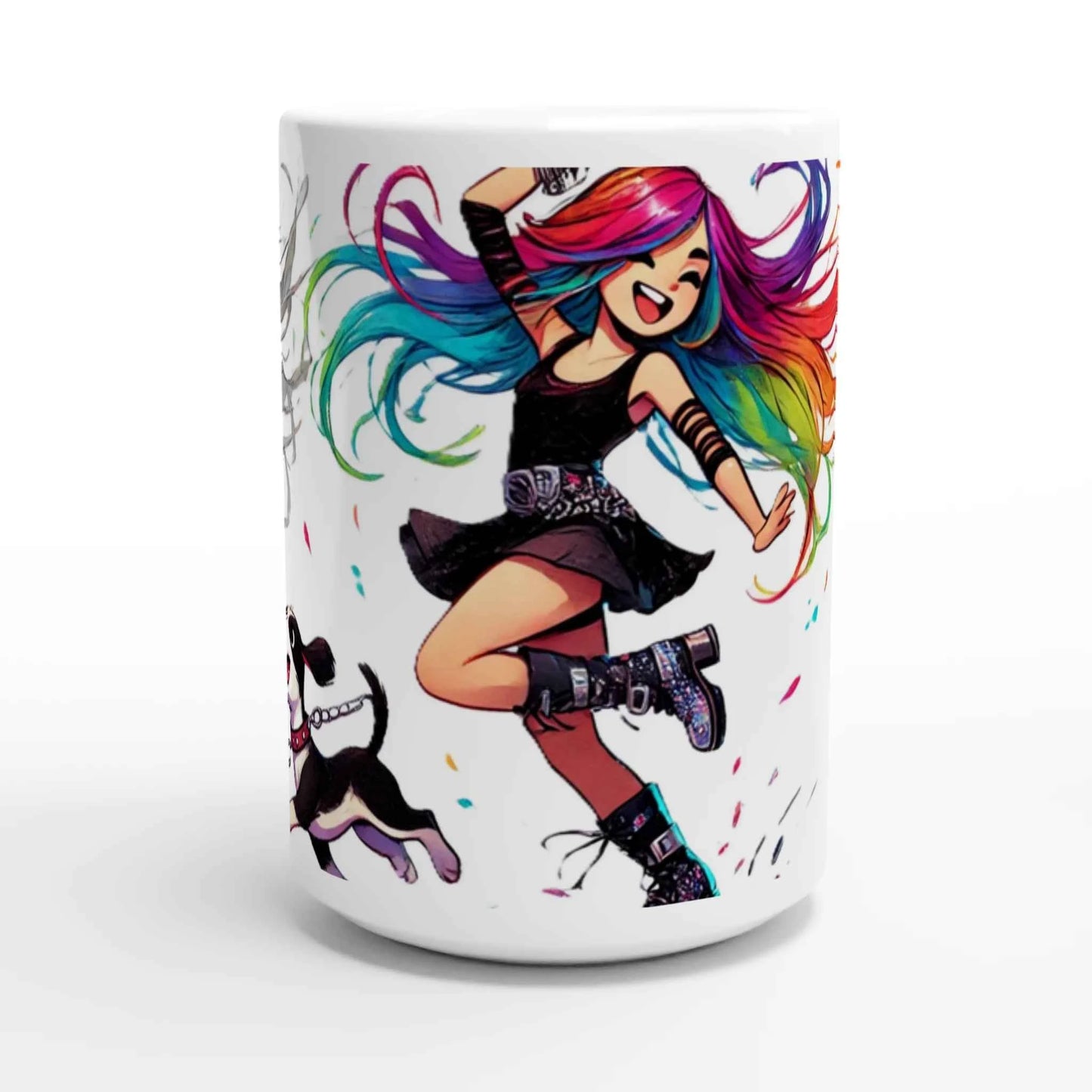 Taza Dancing de cerámica blanca