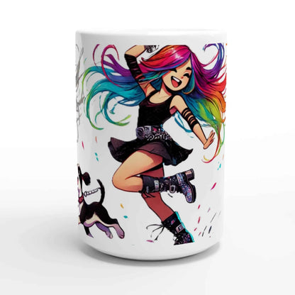 Taza Dancing de cerámica blanca