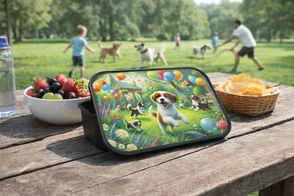 Tupper ecológico - Divertido con Alegres Perros jugando - Oficina - Picnic